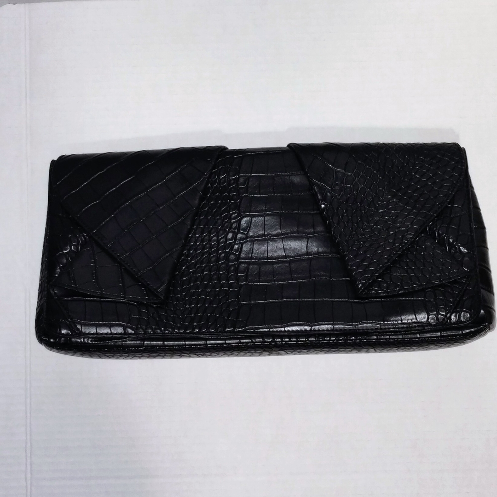Bebe Black Crocodile Embossed Bag